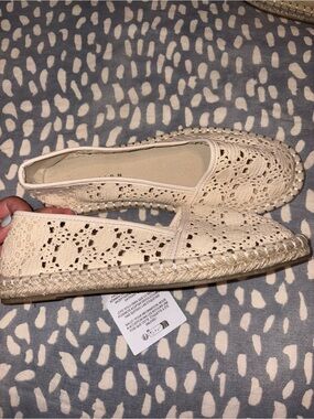 ASOS Cream Crochet Espadrille Slip-Ons